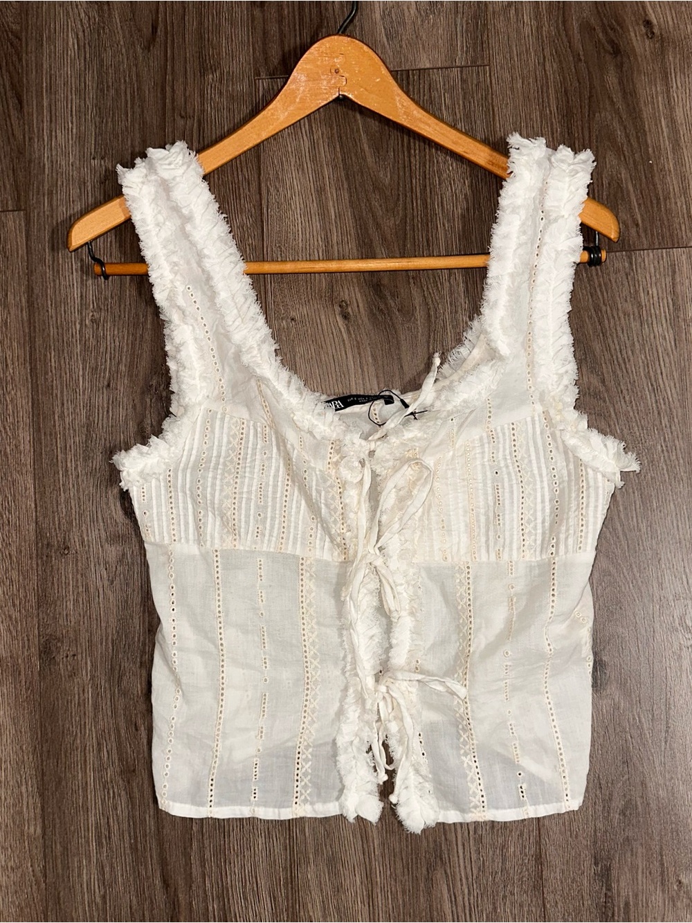 Zara Ivory Eyelet Camisole Top  NWT